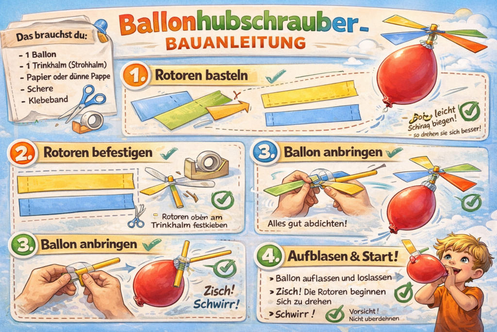 Ballonhubschrauber basteln – einfache Anleitung