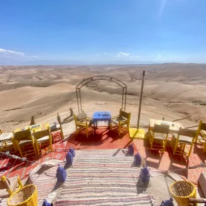 Ballonfahren Marrakech Marokko Terasse mit Ausblick